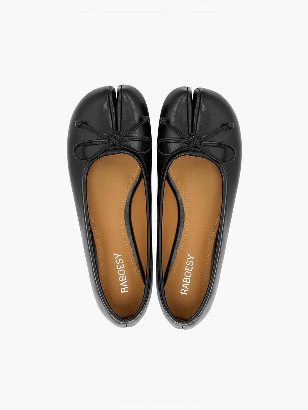 Raboesy Black Split-Toe Ballet Flats, Size 39